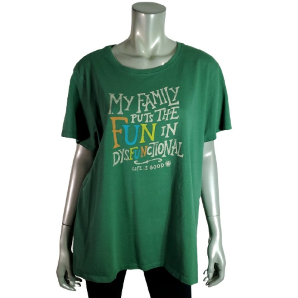 Life Is Good Classic Fit Crusher Tee XL Stretch 100% Cotton Pullover Green